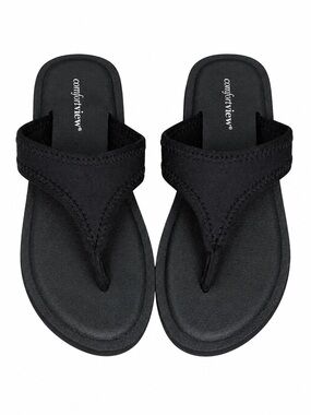 Comfortview “The Sylvia” Stretch Fabric Thong Sandals 8 Wide Comfort Flip Flops